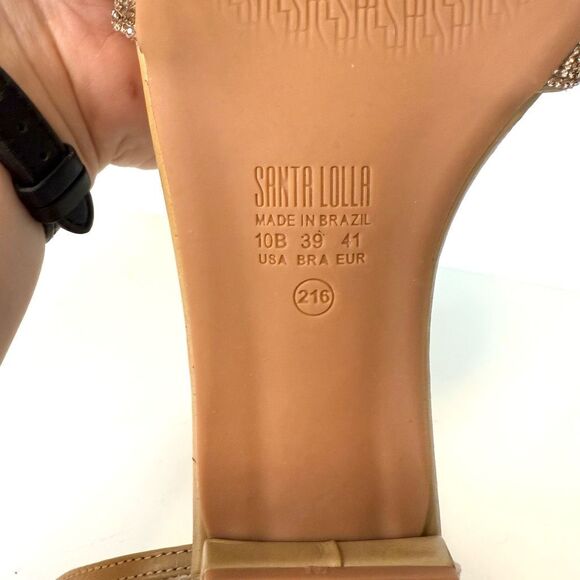 Santa Lolla Pointed Toe Sparkly Bow Flat Sandals Size 10 - Picture 7 of 7